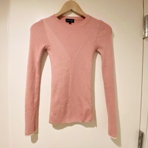 Topshop long sleeve ribbed pink sweater